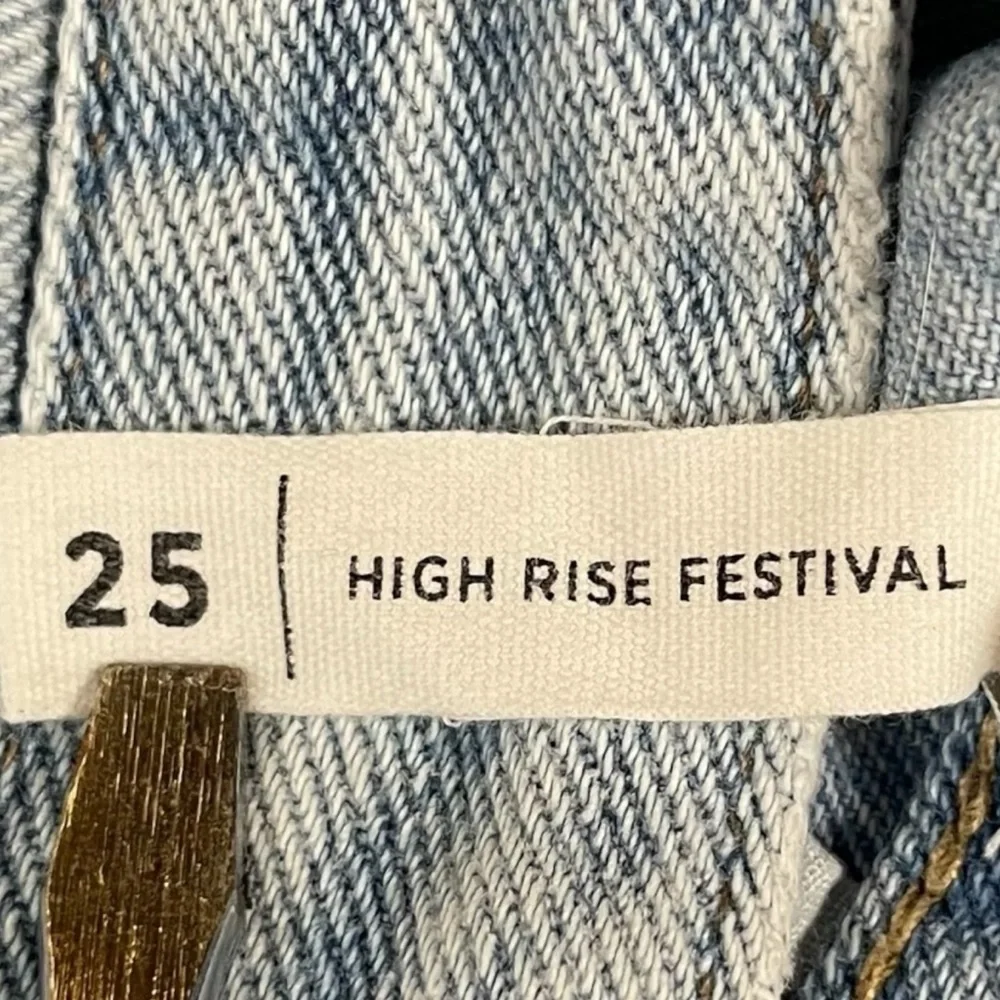 PacSun‎ High Rise Distressed Denim Shorts 25 Festival Grunge Raw Hem Light Wash